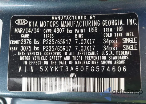 2015 Kia Sorento Lx z USA, uszkodzony, nr VIN 5XYKT3A60FG574606